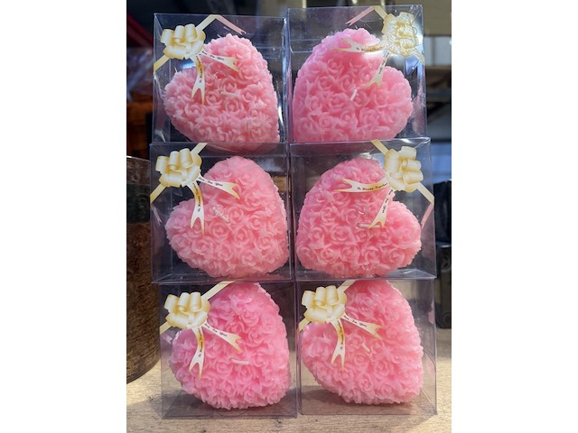 6x rose heart kaars - afbeelding 1 van  1