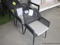 6x sedona armstoel aluminium charcoal mat + rope ow zwart | 6x sedona kussen voor armstoel - afbeelding 1 van  2