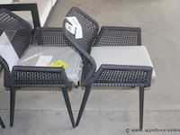 6x sedona armstoel aluminium charcoal mat + rope ow zwart | 6x sedona kussen voor armstoel - afbeelding 2 van  2