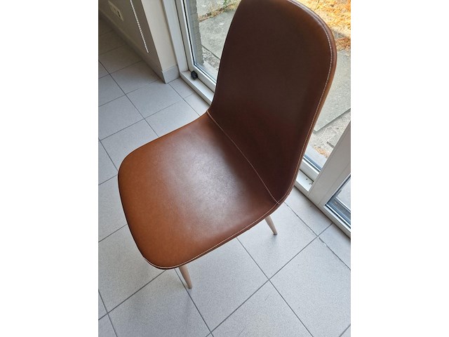 6x stoel jonstrup cognac kunstleer + dactylostoel - afbeelding 4 van  5