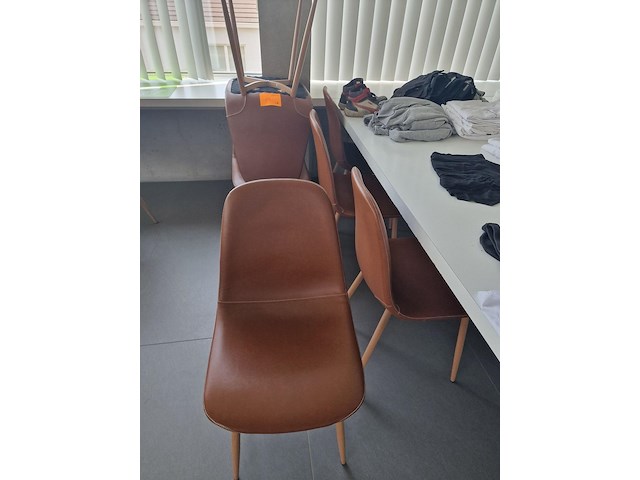 6x stoel jonstrup cognac kunstleer/naturel eiken - afbeelding 1 van  4