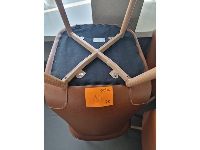 6x stoel jonstrup cognac kunstleer/naturel eiken - afbeelding 2 van  4