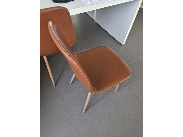 6x stoel jonstrup cognac kunstleer/naturel eiken - afbeelding 3 van  4