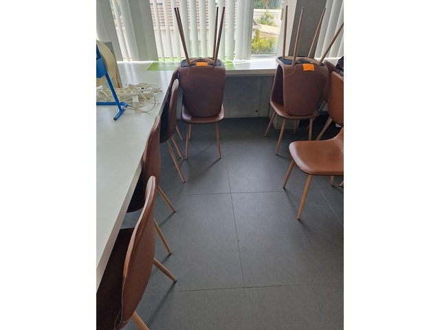 6x stoel jonstrup cognac kunstleer/naturel eiken - afbeelding 1 van  4