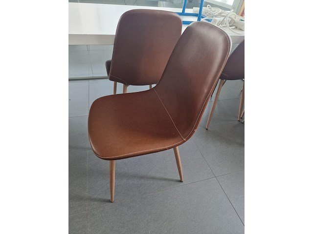 6x stoel jonstrup cognac kunstleer/naturel eiken - afbeelding 3 van  4