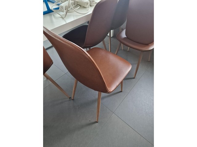 6x stoel jonstrup cognac kunstleer/naturel eiken - afbeelding 4 van  4