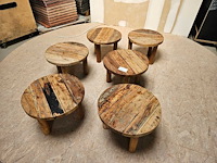 6x teak salontafel buiten 60cm ø - afbeelding 1 van  1