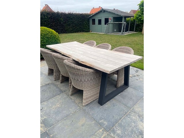 6x wicker tuinzetel met kussen - afbeelding 3 van  3