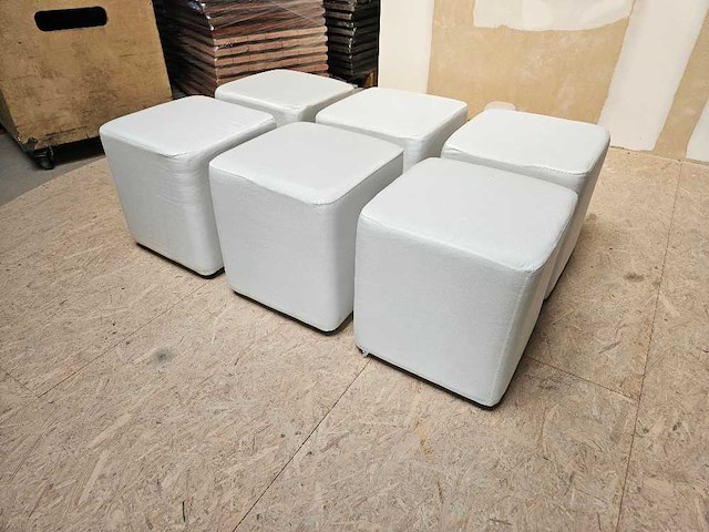 6x zitpoef wit 40x40x47cm - afbeelding 1 van  3