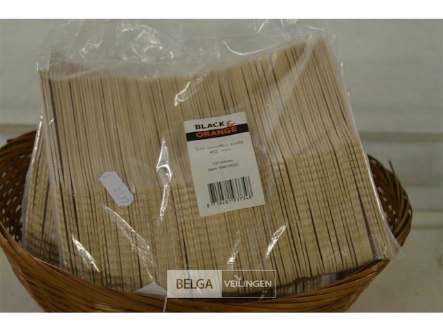 6x100 houten messen en 100 houten vorkjes - afbeelding 1 van  2