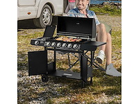 7-pitter gasgrill met thermometer, draagbare barbecue, zwart - afbeelding 2 van  8