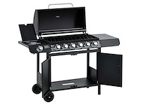 7-pitter gasgrill met thermometer, draagbare barbecue, zwart - afbeelding 3 van  8