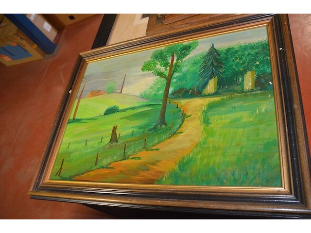 7 schilderijen in kader; 5 vintage wandversieringen op hout - afbeelding 2 van  16