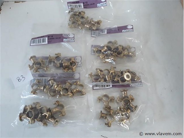 7 x beugel messing 5 stuks voor buis 12mm - afbeelding 1 van  2