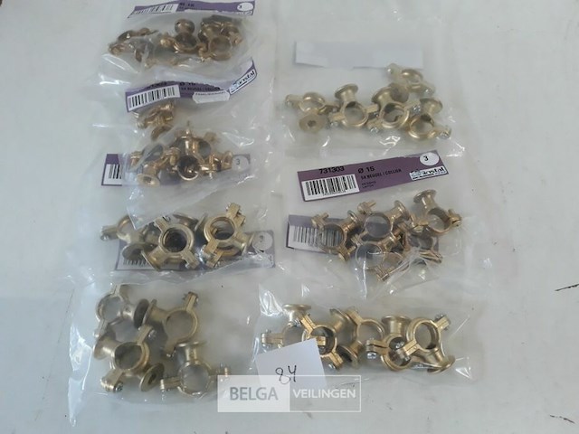 7 x beugel messing 5 stuks voor buis 15mm - afbeelding 1 van  3
