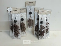 7 x hangdeco trosje kralen bruin 20 cm - afbeelding 2 van  3