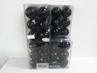7 x kerstballen pvc 6 stuks zwart - afbeelding 1 van  3
