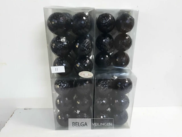 7 x kerstballen pvc 6 stuks zwart - afbeelding 2 van  3