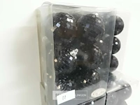 7 x kerstballen pvc 6 stuks zwart - afbeelding 3 van  3