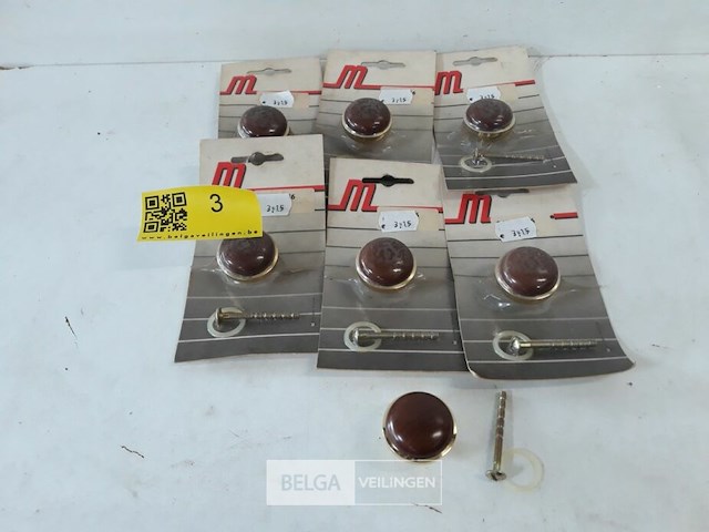 7 x meubeltop messing/hout 35 mm - afbeelding 2 van  3