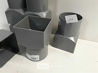 7 x overgang rond-vierkant 80mm grijs pvc - afbeelding 3 van  3