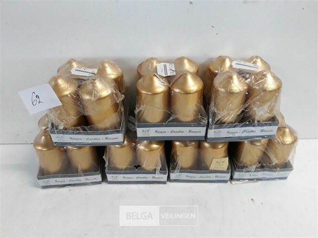 7 x stompkaarsen 4 stuks goud 8 cm - afbeelding 2 van  3