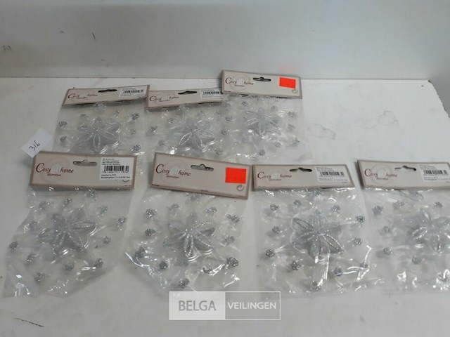 7 x transparante sneeuwvlok met zilver glitter - afbeelding 1 van  3