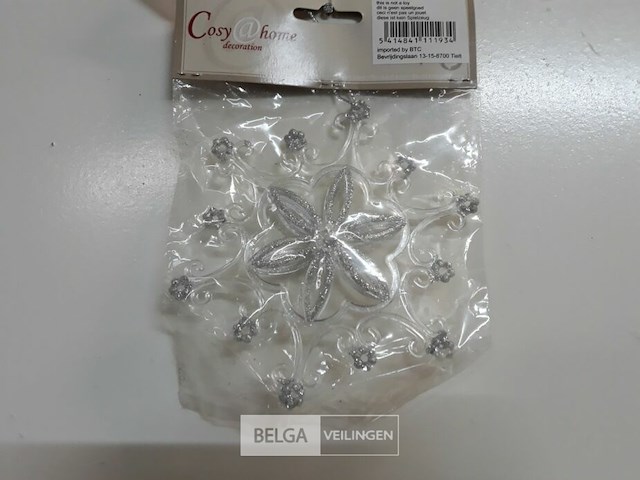 7 x transparante sneeuwvlok met zilver glitter - afbeelding 3 van  3