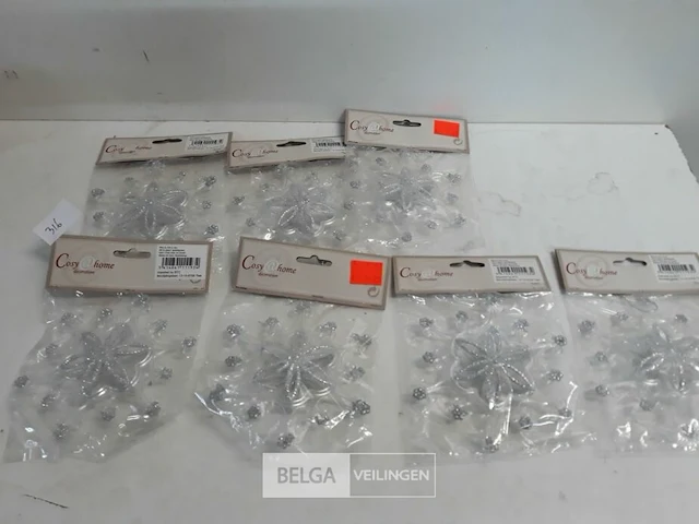 7 x transparante sneeuwvlok met zilver glitter - afbeelding 1 van  3