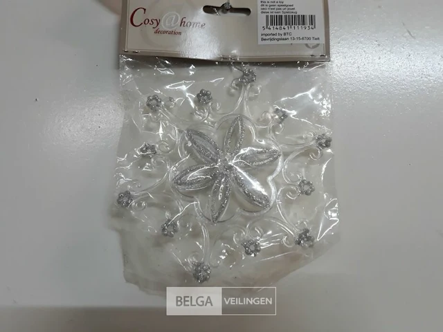 7 x transparante sneeuwvlok met zilver glitter - afbeelding 3 van  3
