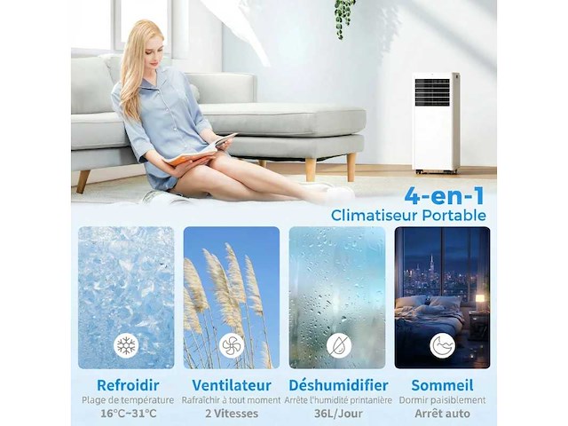7000 btu mobiele airconditioner, 4-in-1 draagbare airconditioner - afbeelding 5 van  6