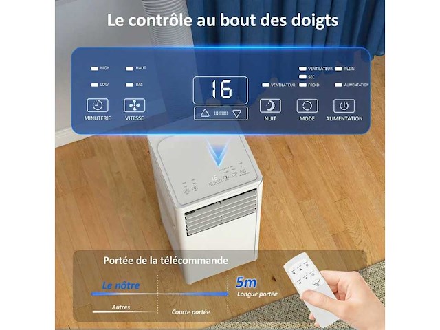 7000 btu mobiele airconditioner, 4-in-1 draagbare airconditioner - afbeelding 6 van  6