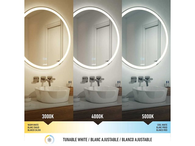 71cm 3 cct anti-mist led-spiegel - afbeelding 3 van  8