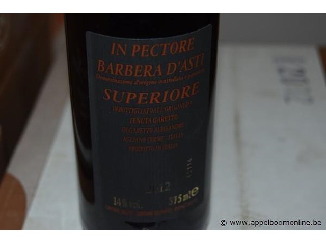 72x fles rode wijn, tenuta garetto, in pectore, barbera d'asti superiore, 2012, 37,5cl - afbeelding 3 van  4