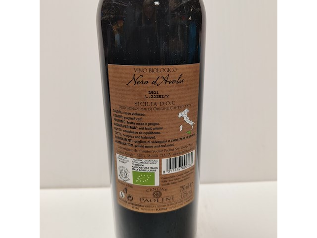 7x 75cl paolini nero d'avola vino biologico - afbeelding 2 van  2