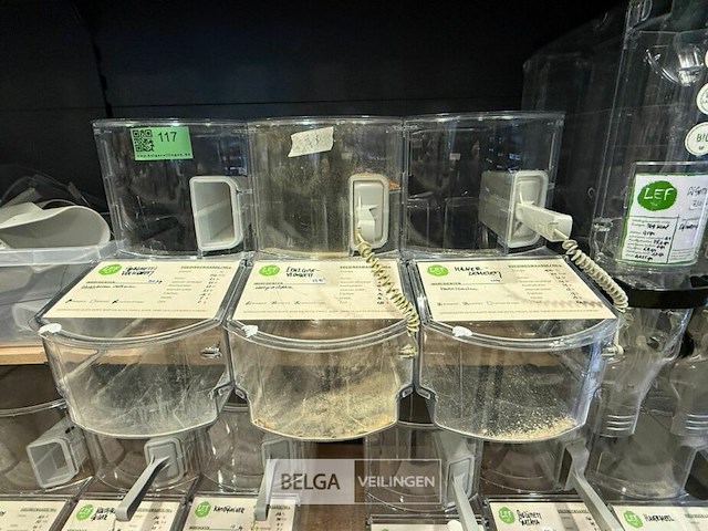 7x kunststof dispensers met schep voor levensmiddelen - afbeelding 1 van  2