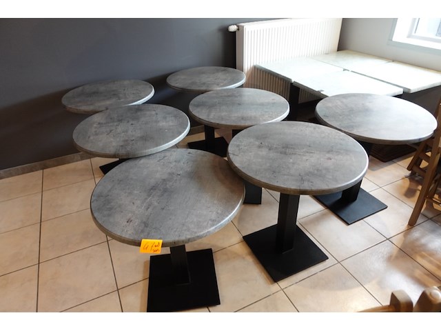 7x metaal/houten tafel - afbeelding 1 van  3