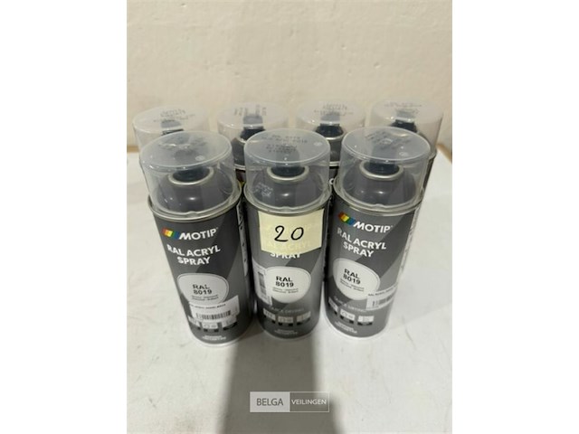 7x motip acryl glanzend grijsbruin ral8019 400ml (houdbaar tot 2034) - afbeelding 1 van  3