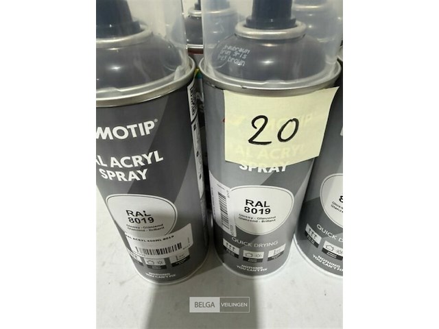 7x motip acryl glanzend grijsbruin ral8019 400ml (houdbaar tot 2034) - afbeelding 3 van  3
