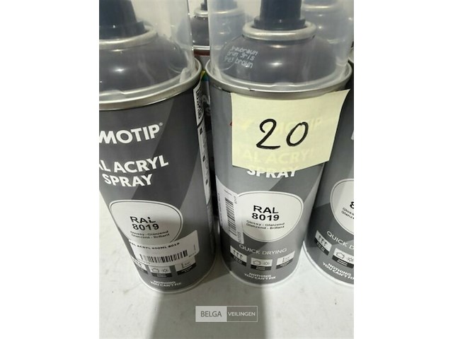 7x motip acryl glanzend grijsbruin ral8019 400ml (houdbaar tot 2034) - afbeelding 3 van  3