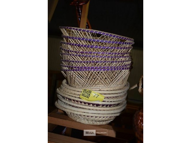 7x rieten mandjes en 7 rieten schotels - afbeelding 1 van  2