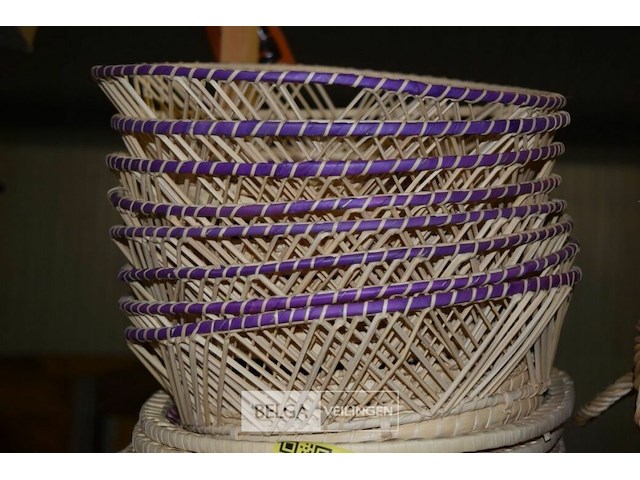 7x rieten mandjes en 7 rieten schotels - afbeelding 2 van  2