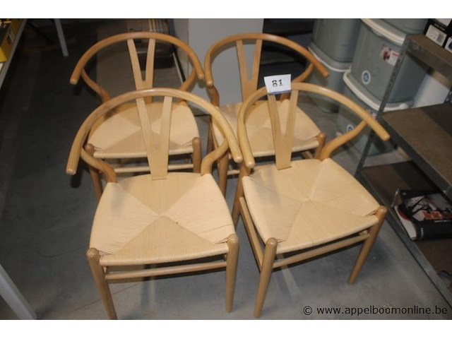 7x stoel, houten frame, gevlochten zitting - afbeelding 1 van  2
