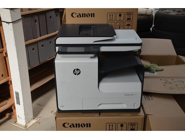 8 kartons computermateriaal w.o. 6 printers hp page wide pro mfp 477dw, kabels, apparaat (niet getest) - afbeelding 1 van  13