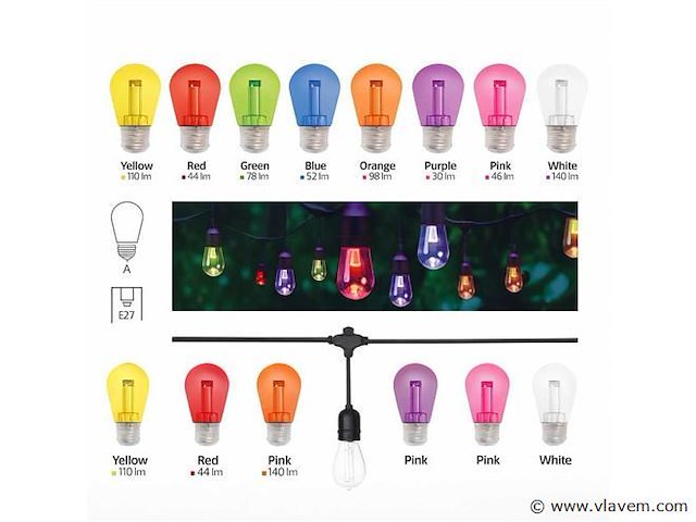 8 kleuren st45 – 2w filament shockproof led bulbs (x120) - afbeelding 1 van  4