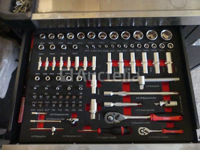 8-lades werkplaatstrolley met stahl-gereedschap - afbeelding 1 van  9