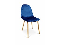 8 nieuwe blauwe stoelen met metalen poten in houten print - afbeelding 1 van  1