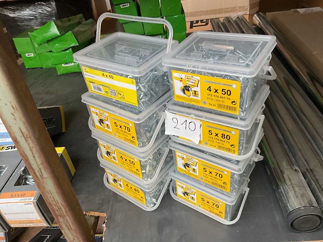 8 potten houtschroeven met bitsen - afbeelding 1 van  5