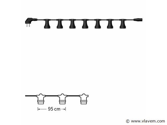 8 x 10 meter koppelbare prikkabel – e27 – ip44 – met stekker – zwart - afbeelding 3 van  5