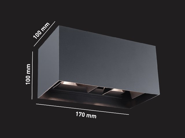8 x 12w led zwart wandlamp 4 licht verstelbaar waterdicht - afbeelding 6 van  7